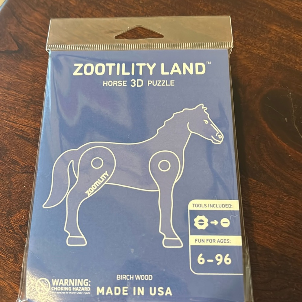 Zootility Land 3D birch wood laser cut puzzle - Horse